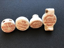 RARE ANTIQUE 1800s Kiev Brewery CERAMIC BEER BOTTLE STOPPERS - Set of 4 picture