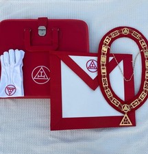 Masonic Royal Arch Handcrafted Set: Lambskin Apron, Collar, Gloves picture