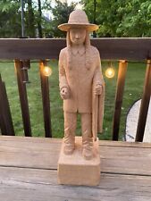 Native American Chief Sitting Bull With Hat Wooden Carved Statue Folk Art 20” picture