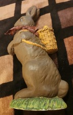 Vintage Paper Mache Easter Bunny Rabbit With Basket & Eggs 10