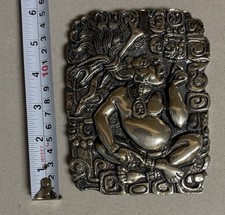 D’Argenta Mayan King Plaque Silver Iconography Wall Art Aztec Mesoamerican picture