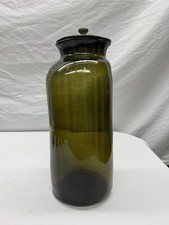 Antique Bubbly Green French Original Pewter Lid Utlity Jar - Pontil picture