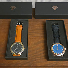 Vintage Warner Bros Studio Store Watch Set, Boxed Black & Brown Leather picture