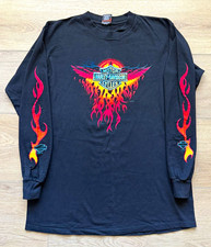 Harley Davidson 1998 Shield Wing Graphic Colorful With Flame Sleeve Hit Size LRG picture