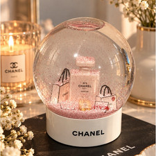 CHANEL 2016 VIP Limited Snow Globe Pink Perfume Bottle Glitter Glass Box Japan picture