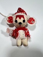 Vintage MCM Flocked Mouse Christmas Tree Ornaments Styrofoam picture