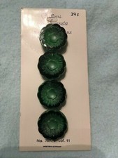 Buttons by Schwanda on original card Green flower 4 glass buttons vintage picture