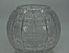 Vintage Bohemian/Czech Hand-Cut Lead Crystal Rose Bowl (Balloon/Globe Vase) picture