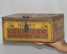 Vintage Bear's Honeydew Cigarettes Ad Litho Tin Box ADV EHS, Collectible 12665 picture