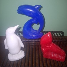 3 Vintage Brookfield Zoo Mold A Rama White Penguin Blue Dolphin Red Seal Lot picture