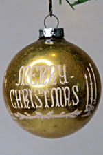 VTG Pre WWII Glass Pictured Stencil MARRY w Candle BALL Christmas Ornament Coby picture