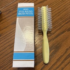 Vtg AVON Full Round Brush Petite Unused NOS Clean Yellow Handle In Box 1970’s 7” picture
