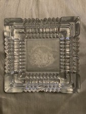 Vintage Romeo Y Julieta Clear Glass Square Ashtray  Heavy Cut - Etched Logo picture