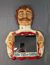 RARE Vintage 1950s Advertising Sign Mirror Bow Ties By Castle Chalkware Figure picture