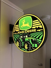 John Deere Lighted Round Wall Sign Tractor Logo Agriculture Advertising Sign picture