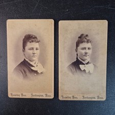 Knowlton Brothers Northampton Mass CDV Antique Victorian Woman Portrait Set of 2 picture