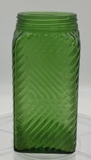 Vintage 1935 Owens-Illinois Green Depression Glass Canister Hoosier Jar Diagonal picture