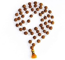 Original & beautiful Brown Rudraksha Sphatik Mala original 108+1 Beads 6-7mm. picture