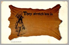 D. Hillson Novelty Leather Hide Shape They Stretch 'Em In Antique 1907 Postcard picture