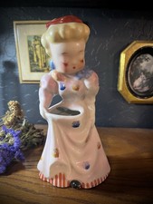 Vintage lady in hat planter vase ceramic hand painted Japan mid century picture