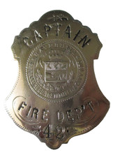 antique 1890 to 1896 era Haverhill Massachusetts Fire Captain Fireman Badge RARE picture