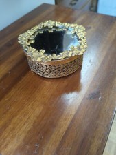 Stylebuilt Gold Gilt  Plated Hollywood Regency Ormolu Vanity  Jewelry Powder Box picture