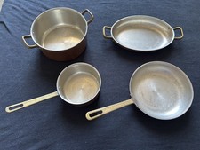 Vintage Tagus Chef copper cookware -brass handles - Portugal - set of 4 picture