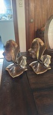 RARE Vintage Art Deco Cast Bronze Bookend 2 LB Dodge Leaf Maximalist Paperweight picture