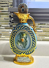 Vintage 1973 Jim Beam Blue Phoenician Tulip Decanter w/ Tax Stamp-Empty picture