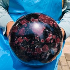 18.5LB Natural Garnet Fireworks Stone Astrophyllite Quartz Crystal Ball Healing picture
