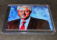 Bill Clinton Custom Holofoil Art Trading Card in top loader picture