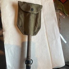 WWII US M1943 Folding Entrenching Tool Shovel WOOD 1945 w Canvas Cover picture