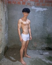 Gay Interest Male Latino Muscular Young Man Curly Hair White Photo Print M020494 picture