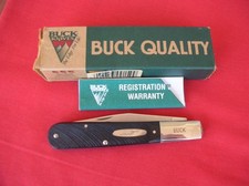 RARE BUCK USA 0331 GRANDDADY BARLOW 1 BLADE BLACK SAWCUT HANDLES HANDLES KNIFE 4 picture