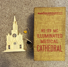 Vintage Paramount No 177 MC Illuminated Musical Cathedral Church Original Box picture