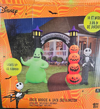 Gemmy 10ft Wide Disney's Nightmare Oogie & Jack Halloween Archway Inflatable picture