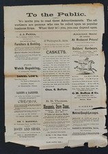 1800s antique SALEM MASSACHUSETTS BROADSIDE ad CASKETS GRAVE STONES HARDWARE MED picture