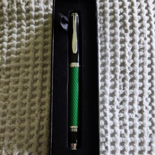 The Masters Green & Black Metal Ballpoint Pen, Black Ink, Chrome Trim, in Box picture