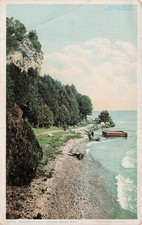 Mackinac Island Robinsons Folly MI Michigan Rock Formation Vtg Postcard 7A picture
