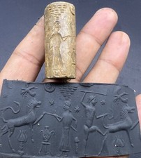 Old Babylonian bronze Cylinder seal Intaglio with Presentation Scene, 2100-1900 picture