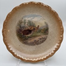 Antique D.E. McNicol Quail Plate Liverpool Ohio Heavy Crazing 10.25” Bird 1800’s picture