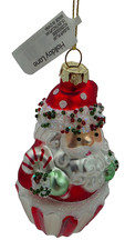 Santa Claus Cupcake Blown Glass Christmas Ornament Holiday Lane Macy's 2025 New picture