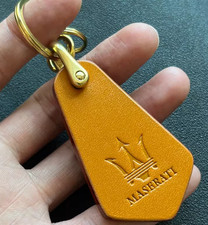 Maserati Handcrafted Genuine Leather Logo Keychain Keyring (Customizable Colors) picture