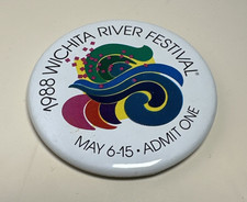 Vintage 1988 WICHITA RIVER FESTIVAL Pinback Button (Kansas) picture