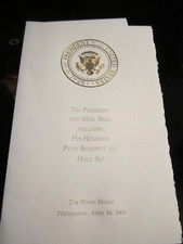 2008 PRESIDENT GEORGE BUSH POPE BENEDICT INVITATION PROGRAM PACKET BBA42 picture