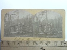 Rangeley Maine Fishing Camps Stereoview Log Cabins 19th Century Woods picture