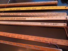 Lot 7 Vintage Tractor Auto Western Leather Antique Yard Sticks Advertising picture