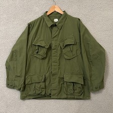 Vintage US Military Tropical Combat Coat Large Short Green OG-107 Ripstop Poplin picture