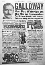 1912 Galloway Farm Equipment Catalog - Waterloo, IA On The Map Ad #1918 picture
