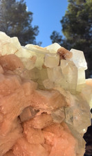 Green Apophyllite on Peach Stilbite 480g Mineral Specimen picture